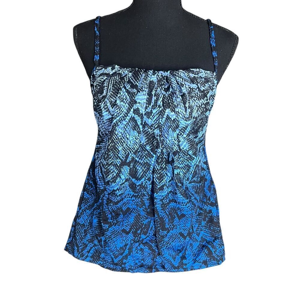 Miraclesuit Women's Boa Blues Jubilee Square Neckline Tankini Top Size 10 New